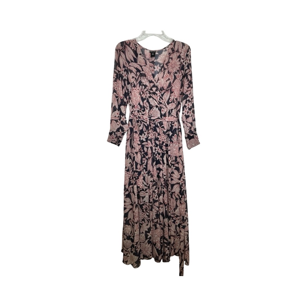 Kate and Lilly Floral Pink AND BLACK FLOWY Maxi Dress SIZE 6